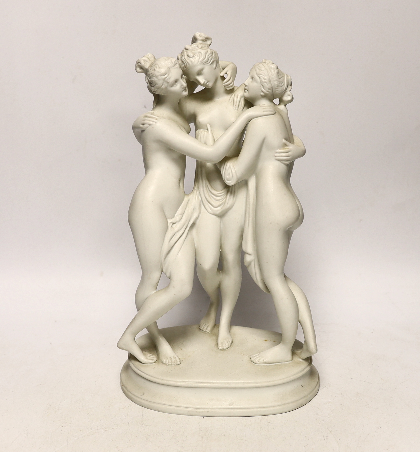After Canova, a bisque figure group of The Three Graces, 30cm